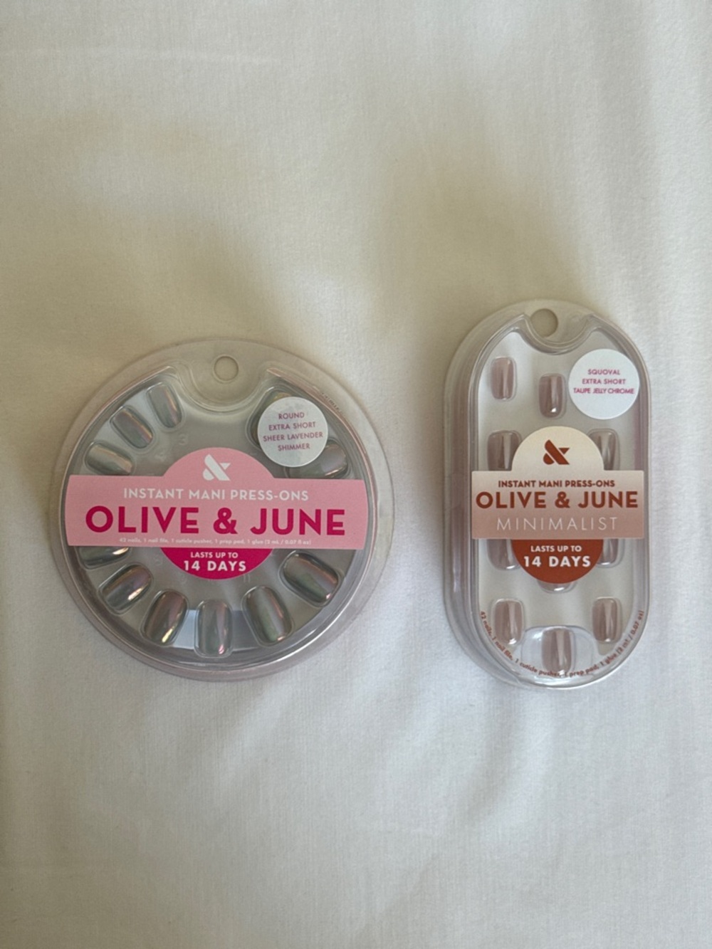 Olive & June Instant Mani Press-Ons bundle - lavender shimmer & taupe jelly